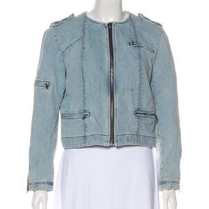 Alice + Olivia Collarless Denim Jacket